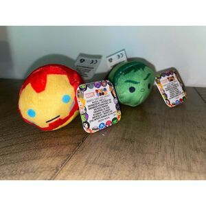 Disney Marvel Hulk Tsum Tsum & Iron Man Stuffed Animals Plush Red Green NWT